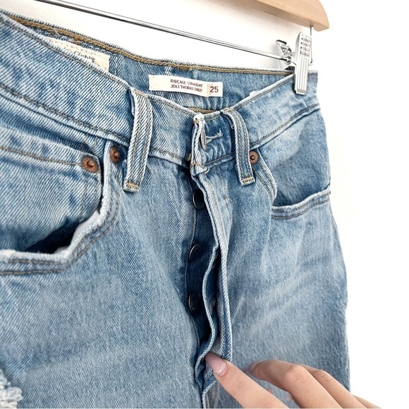 LEVI’S | Ribcage Straight Ankle Jeans Size 25 Light Wash Distressed Tango Fade - Picture 8 of 12
